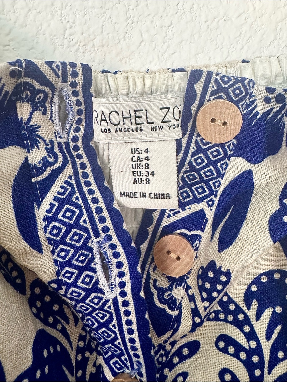 Rachel Zoe Cream and Navy Blue Floral Tie-Waist Romper - Picture 3 of 5